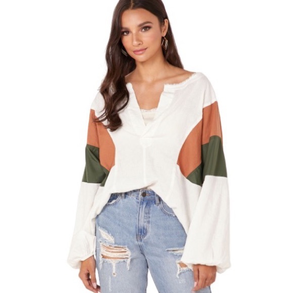 Free People Tops - NWT Free People Beating Hearts Top in Ivory Combo